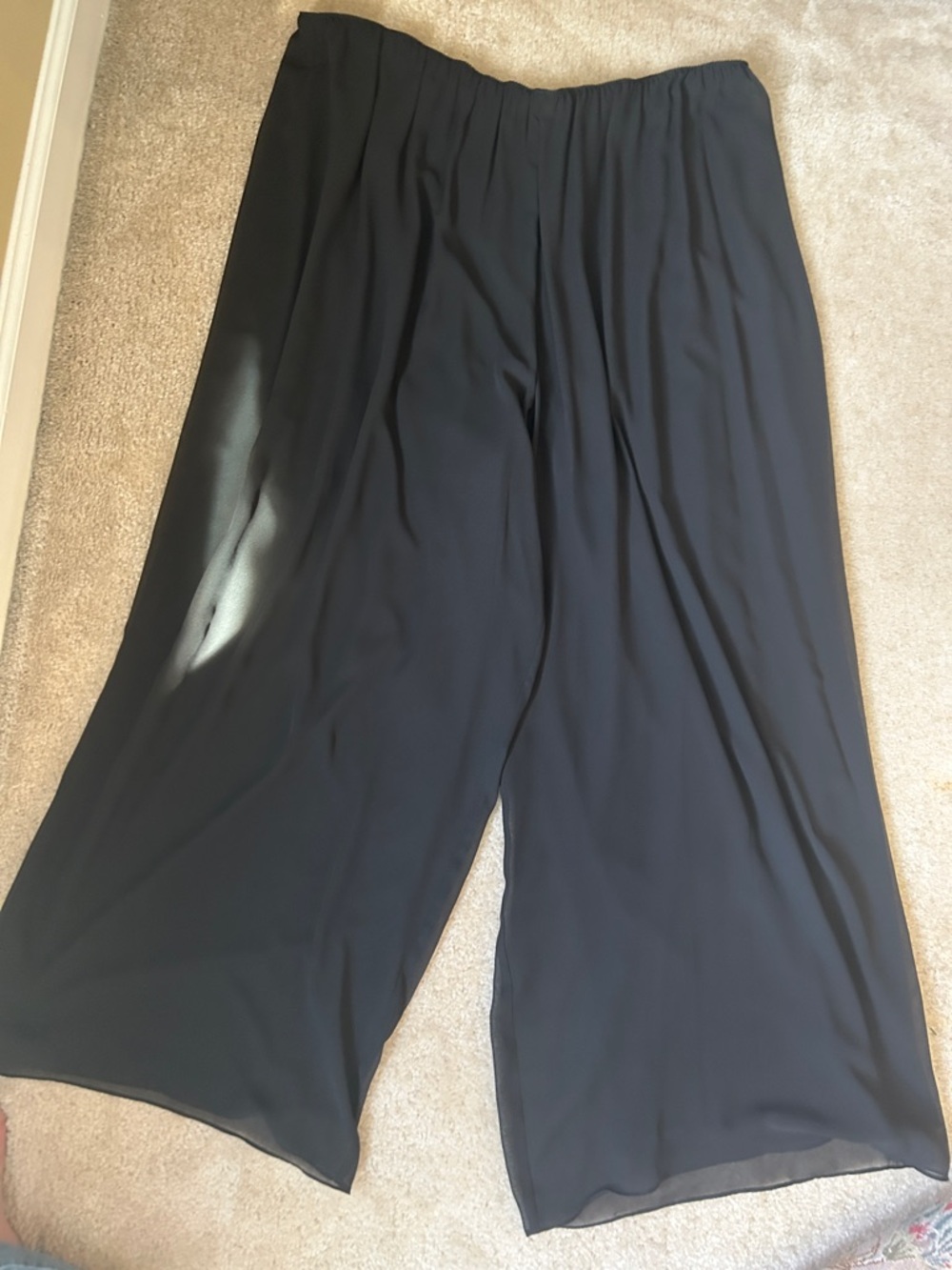 Wide Leg Black chiffon Palazzo Pants - Women